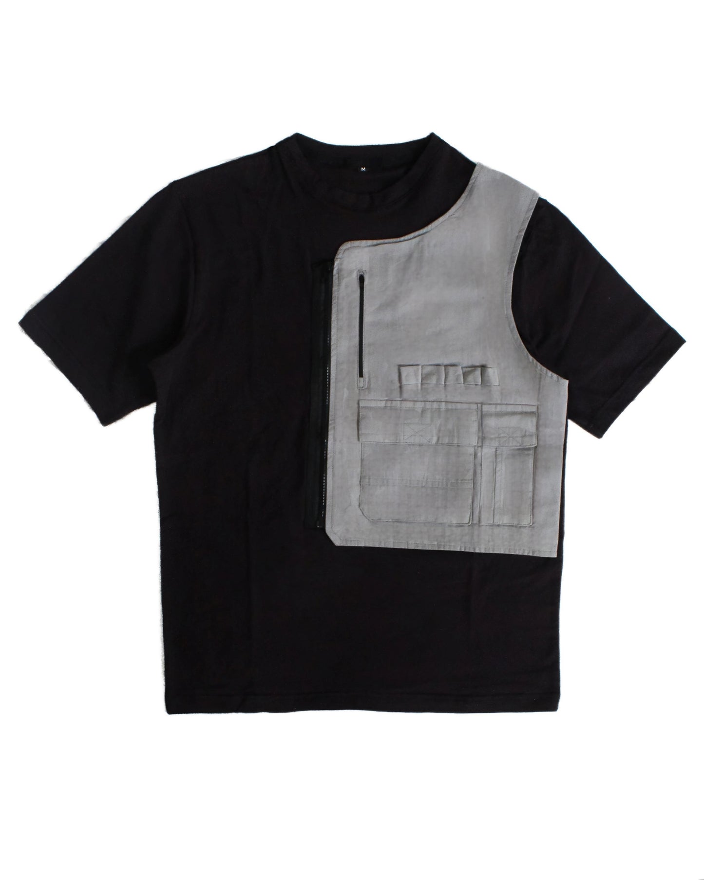 Black cargo T-shirt | Removeable vest