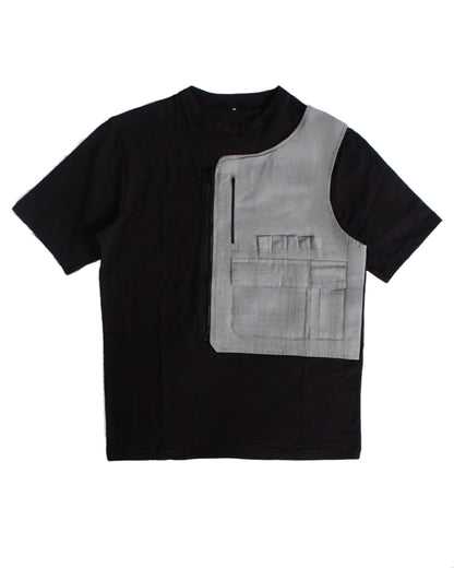 Black cargo T-shirt | Removeable vest