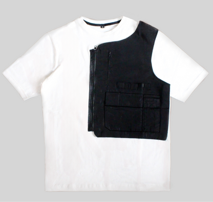 White cargo T-shirt | Removeable vest